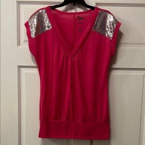 Rock 47 Women's Hot Pink Sequin Blouse